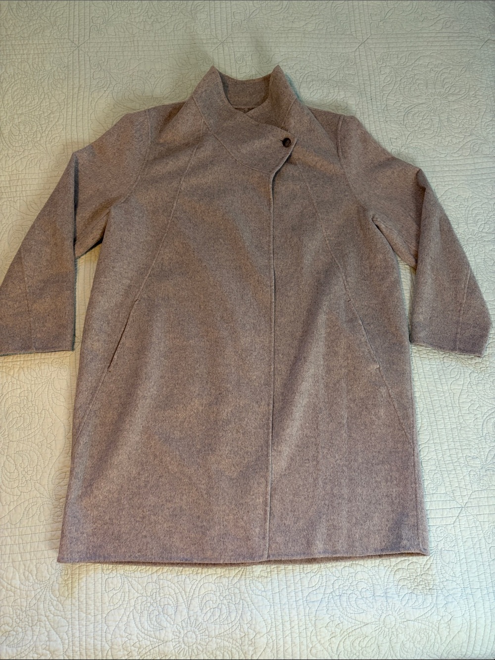 Womens Asymmetrical Wool-Blend Coat in Soft Gray